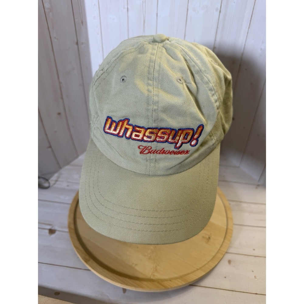 Vintage Budweiser Whassup! True. Hat Strapback Baseball Beer Cap Promo Beige
